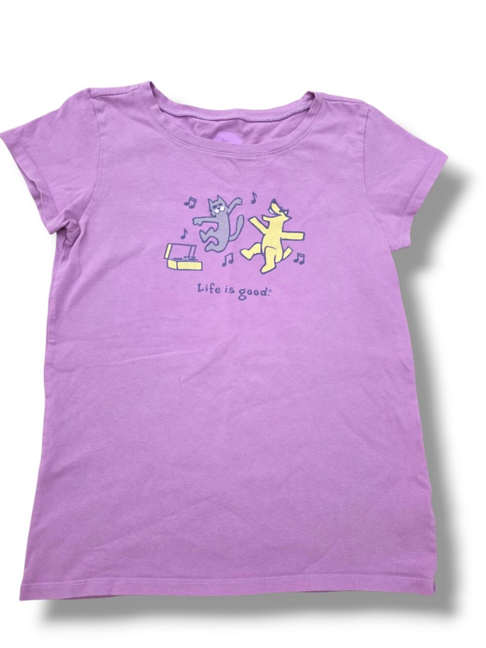Life Is Good Girls L 10 Purple Dancing Pets Cotton Crusher Tee